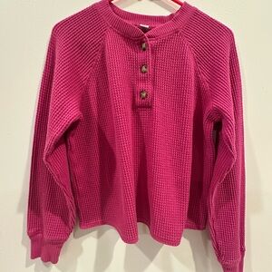 Old Navy Fuchsia Waffle Knit Cardigan